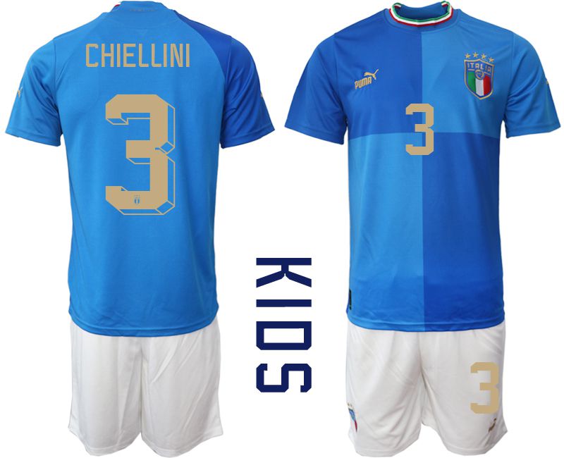 Youth 2022 World Cup National Team Italy home blue 3 Soccer Jerseys
